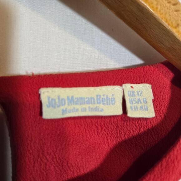 Vintage Jojo Mamen Bebe Red Layered Embroidered Midi Dress Bohemian Easter 8 - Picture 2 of 11